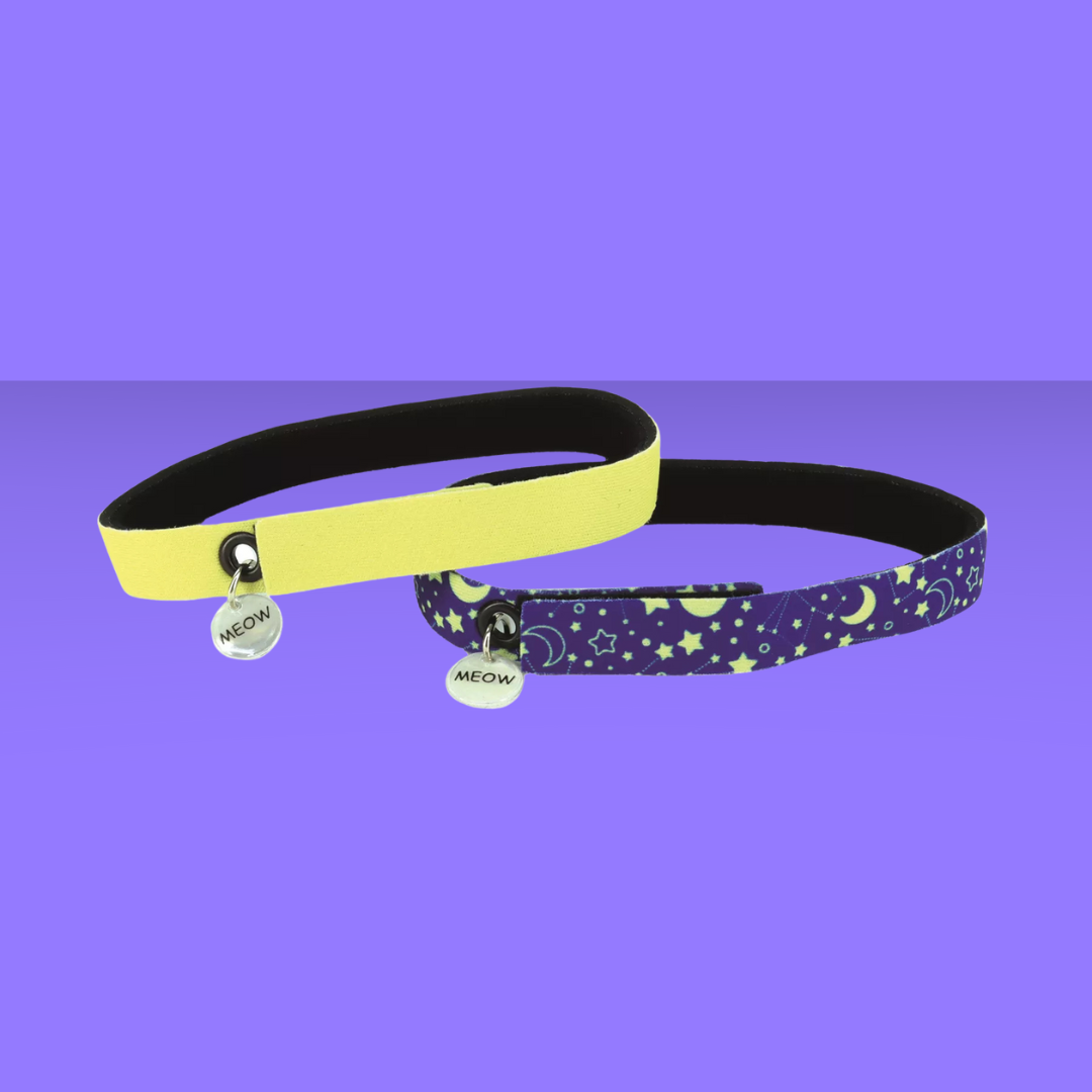 Pet Flexfit Cat Collar Stars & Yellow 2 Pack