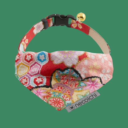 Necoichi Bandana Collar with Air Tag Pocket Red