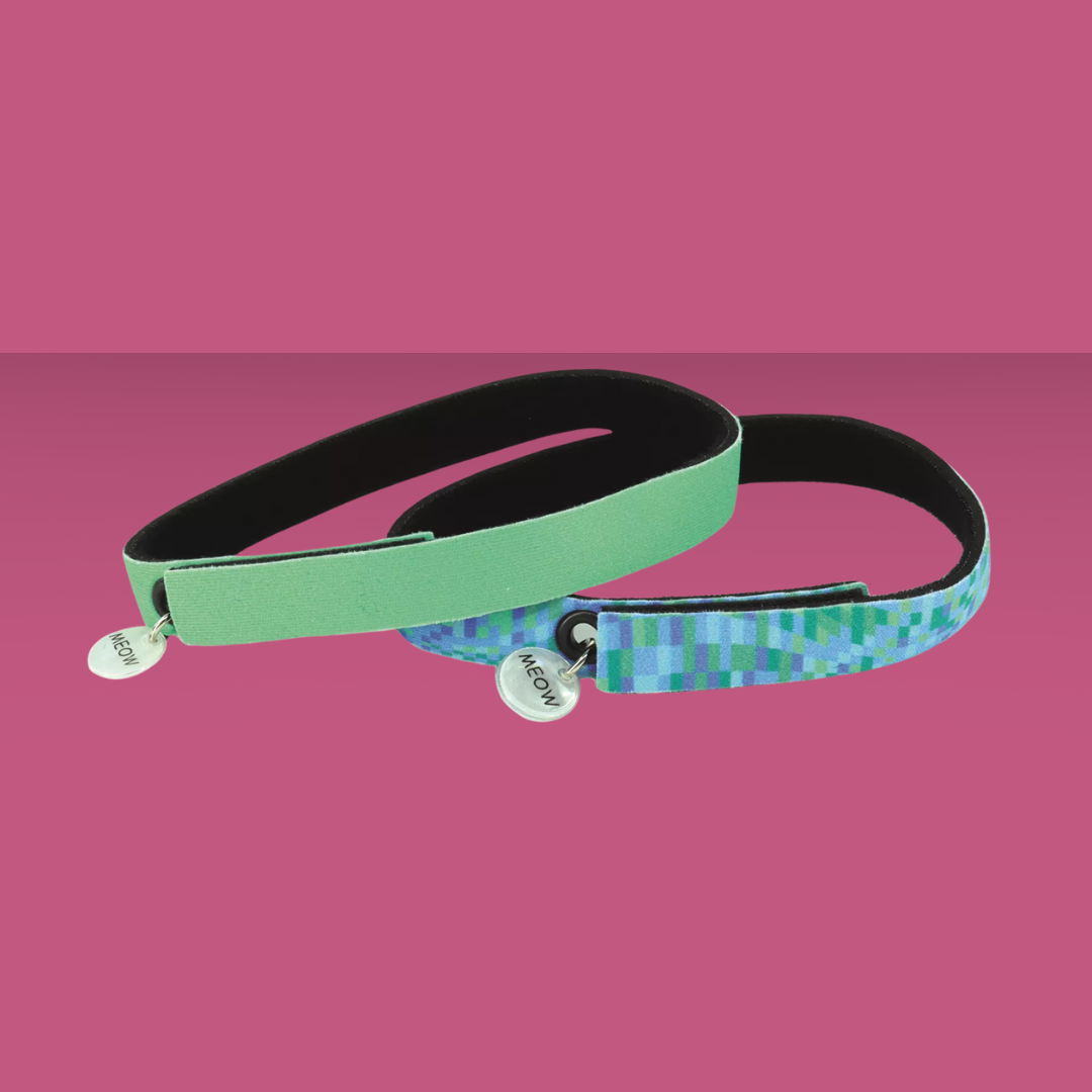 Pet Flexfit Cat Collar Checkerboard & Seafoam 2 Pack