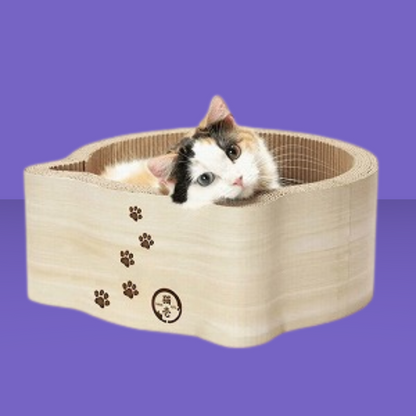 Cat Head Shaped Scratcher Bed Birch