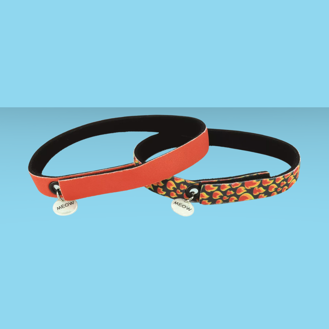 Pet Flexfit Cat Collar Flames & Red 2 Pack