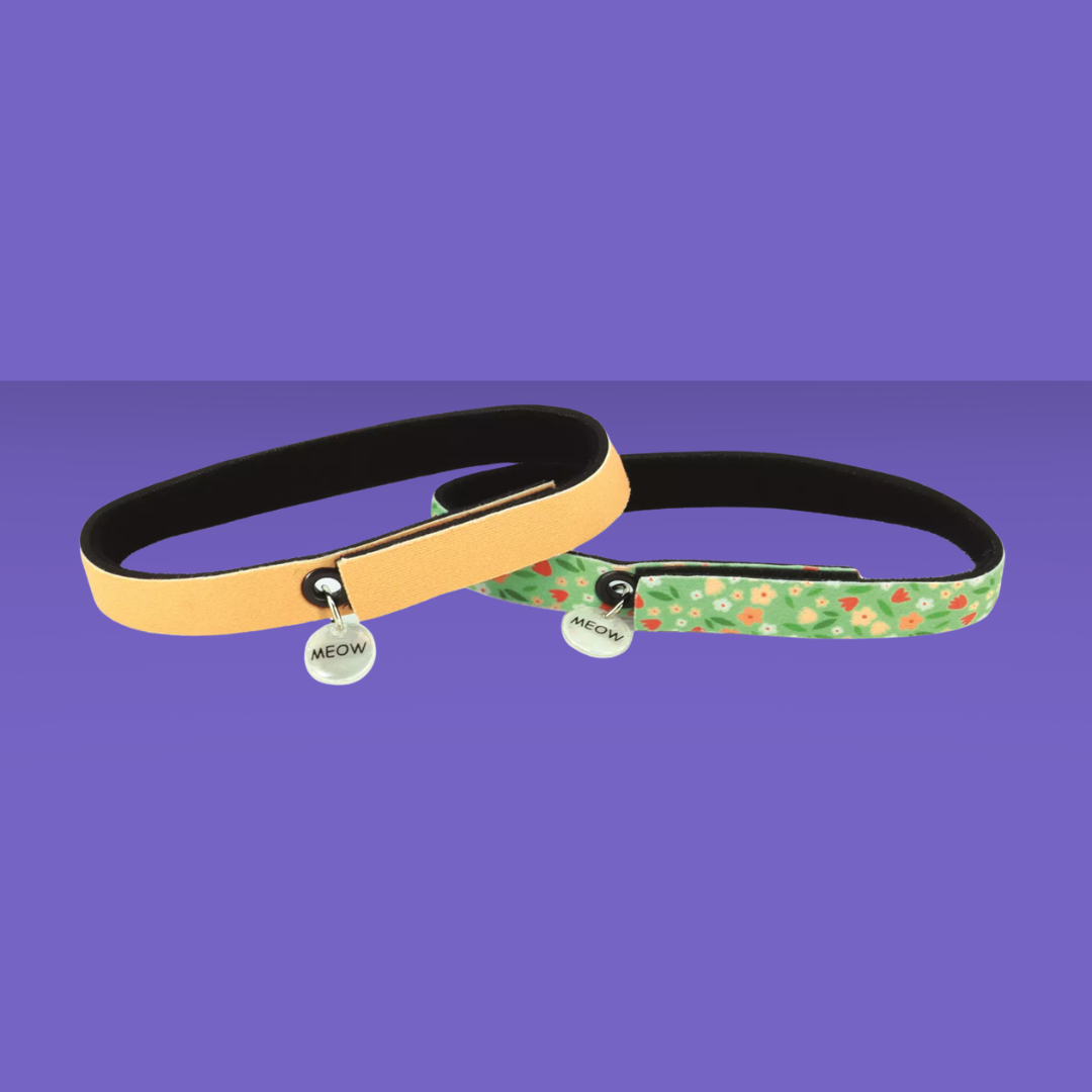 Pet Flexfit Cat Collar Flowers & Orange 2 Pack
